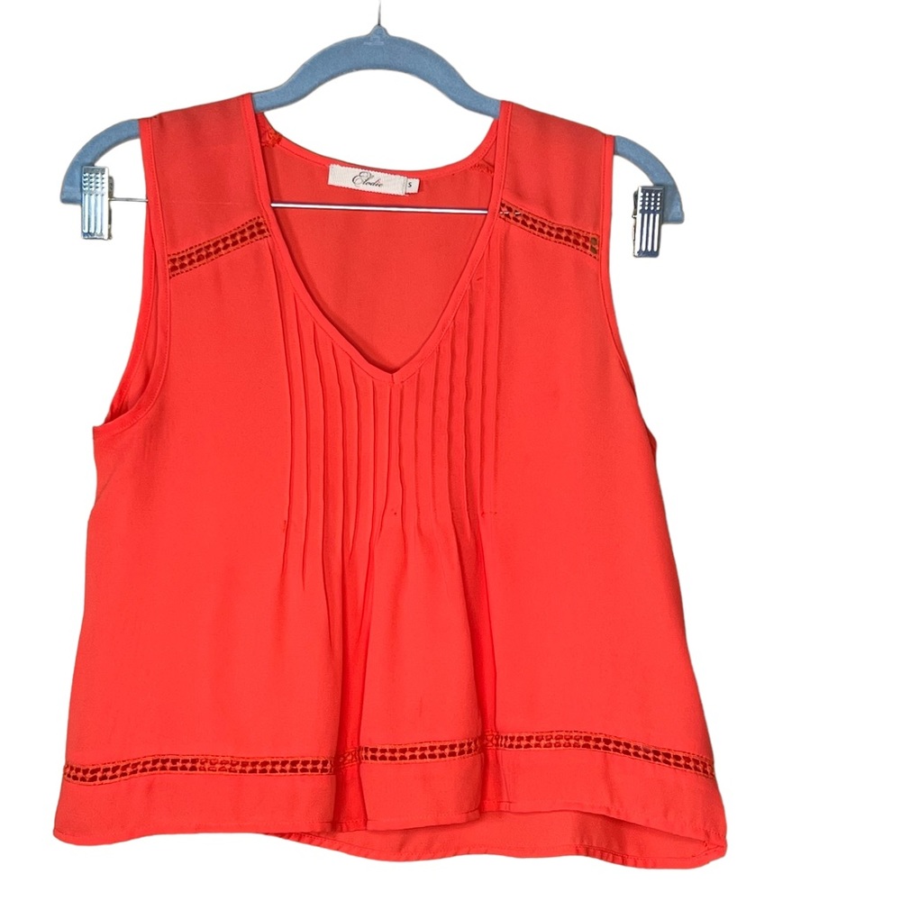 Eloise Women’s Orange Polyester Crepe Sleeveless Blouse Small EUC - Picture 8 of 8